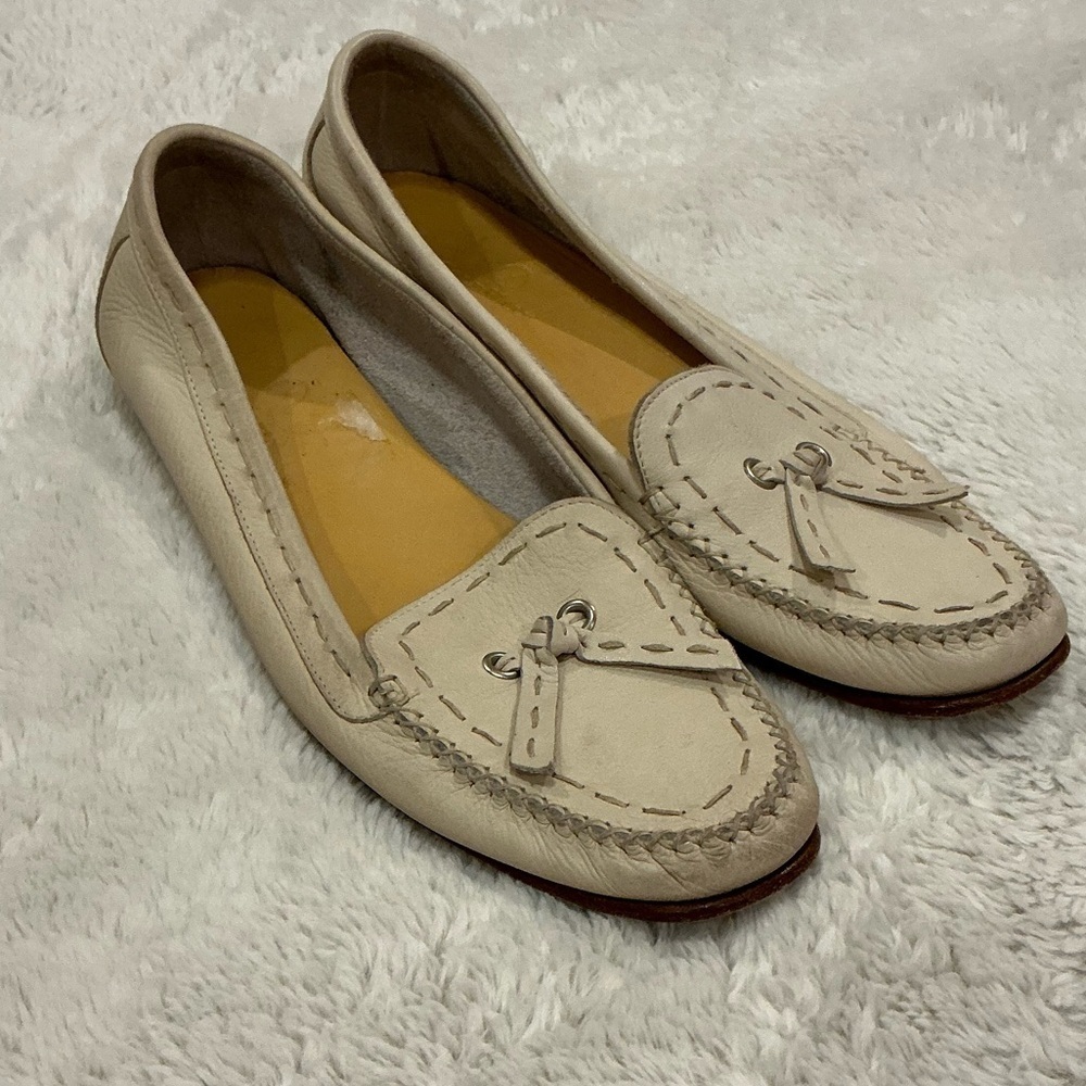 Cole Haan Cream Leather Tassel Loafers 10B